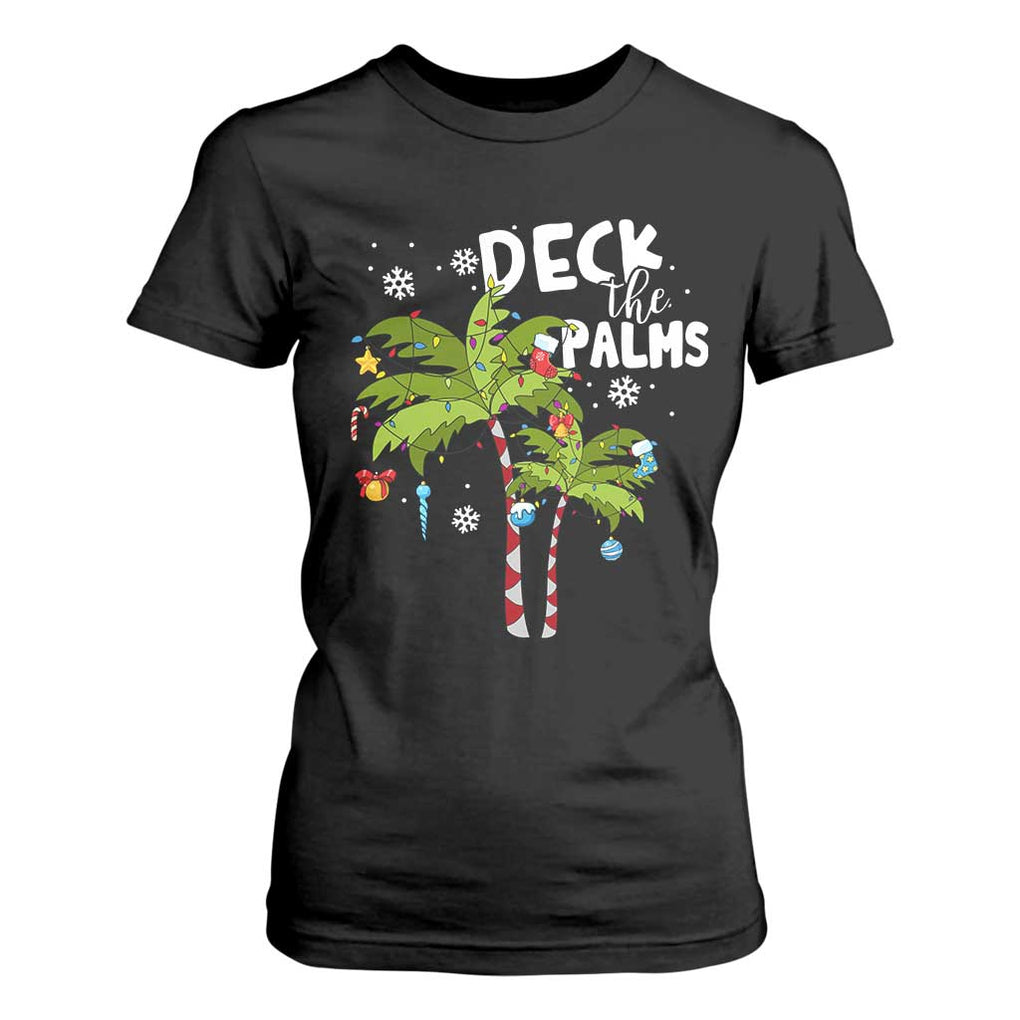 Christmas In Hawaii T Shirt For Women Deck the Palms Xmas Tree TS09 Black Print Your Wear