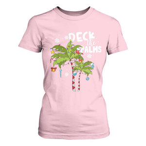 Christmas In Hawaii T Shirt For Women Deck the Palms Xmas Tree TS09 Light Pink Print Your Wear