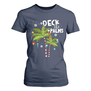 Christmas In Hawaii T Shirt For Women Deck the Palms Xmas Tree TS09 Navy Print Your Wear