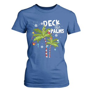 Christmas In Hawaii T Shirt For Women Deck the Palms Xmas Tree TS09 Royal Blue Print Your Wear