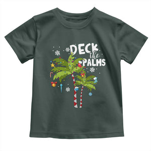 Christmas In Hawaii Toddler T Shirt Deck the Palms Xmas Tree TS09 Dark Forest Green Print Your Wear