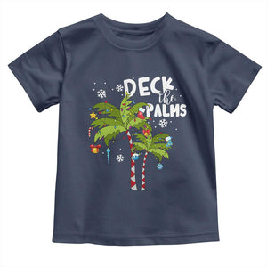 Christmas In Hawaii Toddler T Shirt Deck the Palms Xmas Tree TS09 Navy Print Your Wear