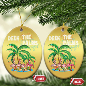 Xmas In Hawaii Christmas Ornament Deck the Palms Firework Flamingo TS09 Oval Gold Print Your Wear