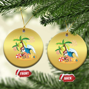 Xmas In Hawaii Christmas Ornament Palm Tree Firework Santa At Beach Drinking Coconut TS09 Circle Gold Print Your Wear