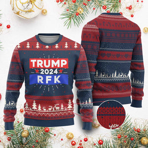 Trump RFK 2024 Ugly Christmas Sweater Kennedy Trump Won US President 2024 TS09 Burgundy Print Your Wear