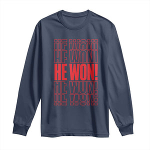 Trump US President He Won 2024 Long Sleeve Shirt TS09 Navy Print Your Wear