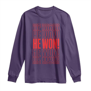 Trump US President He Won 2024 Long Sleeve Shirt TS09 Purple Print Your Wear