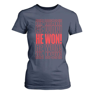 Trump US President He Won 2024 T Shirt For Women TS09 Navy Print Your Wear