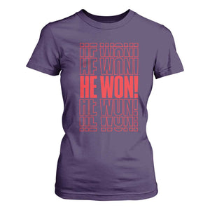 Trump US President He Won 2024 T Shirt For Women TS09 Purple Print Your Wear