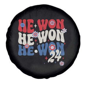 Trump US President He Won 2024 Groovy Retro Spare Tire Cover TS09 Print Your Wear