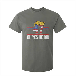 Trump Won 2024 T Shirt For Kid Oh Yes He Did 47th US President TS09 Military Green Print Your Wear