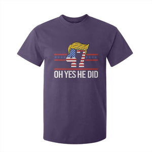 Trump Won 2024 T Shirt For Kid Oh Yes He Did 47th US President TS09 Purple Print Your Wear