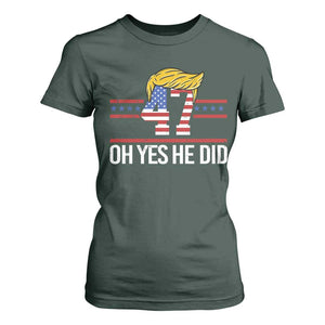 Trump Won 2024 T Shirt For Women Oh Yes He Did 47th US President TS09 Dark Forest Green Print Your Wear