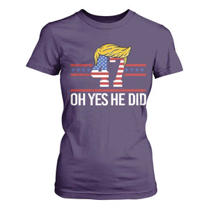 Trump Won 2024 T Shirt For Women Oh Yes He Did 47th US President TS09 Purple Print Your Wear