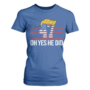 Trump Won 2024 T Shirt For Women Oh Yes He Did 47th US President TS09 Royal Blue Print Your Wear