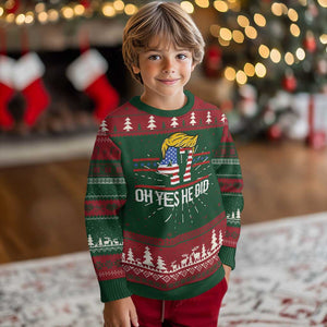 Trump Won 2024 Ugly Christmas Sweater Oh Yes He Did 47th US President TS09 Christmas Print Your Wear