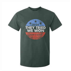 Trump Won 2024 T Shirt For Kid They Tried We Won US President TS09 Dark Forest Green Print Your Wear