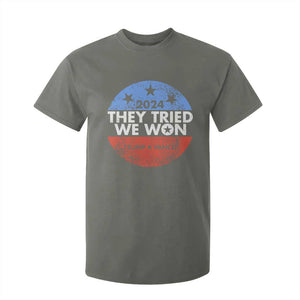 Trump Won 2024 T Shirt For Kid They Tried We Won US President TS09 Military Green Print Your Wear