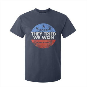 Trump Won 2024 T Shirt For Kid They Tried We Won US President TS09 Navy Print Your Wear