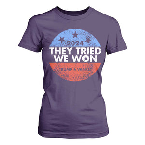 Trump Won 2024 T Shirt For Women They Tried We Won US President TS09 Purple Print Your Wear