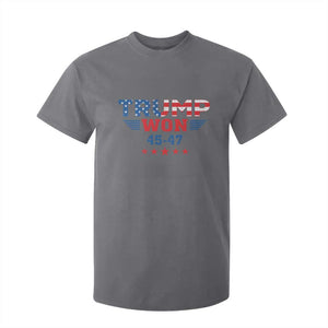 Trump Won 2024 T Shirt For Kid 45 47 President American Flag Patriotic TS09 Charcoal Print Your Wear