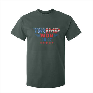 Trump Won 2024 T Shirt For Kid 45 47 President American Flag Patriotic TS09 Dark Forest Green Print Your Wear