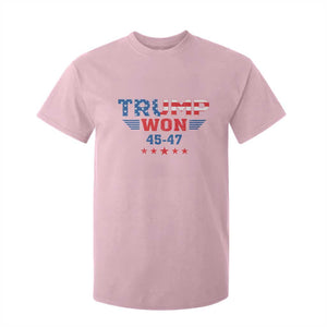 Trump Won 2024 T Shirt For Kid 45 47 President American Flag Patriotic TS09 Light Pink Print Your Wear