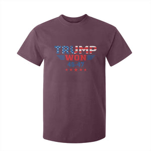 Trump Won 2024 T Shirt For Kid 45 47 President American Flag Patriotic TS09 Maroon Print Your Wear