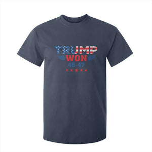 Trump Won 2024 T Shirt For Kid 45 47 President American Flag Patriotic TS09 Navy Print Your Wear