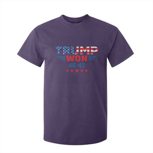 Trump Won 2024 T Shirt For Kid 45 47 President American Flag Patriotic TS09 Purple Print Your Wear