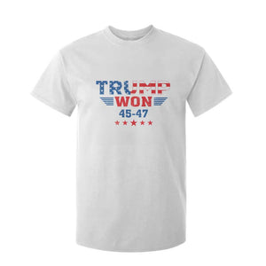 Trump Won 2024 T Shirt For Kid 45 47 President American Flag Patriotic TS09 White Print Your Wear