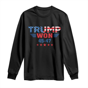 Trump Won 2024 Long Sleeve Shirt 45 47 President American Flag Patriotic TS09 Black Print Your Wear