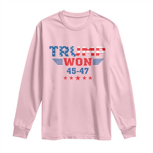 Trump Won 2024 Long Sleeve Shirt 45 47 President American Flag Patriotic TS09 Light Pink Print Your Wear