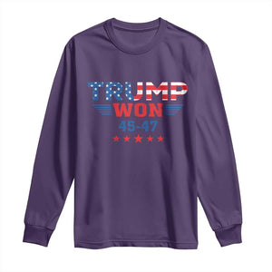 Trump Won 2024 Long Sleeve Shirt 45 47 President American Flag Patriotic TS09 Purple Print Your Wear