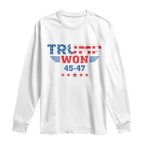 Trump Won 2024 Long Sleeve Shirt 45 47 President American Flag Patriotic TS09 White Print Your Wear