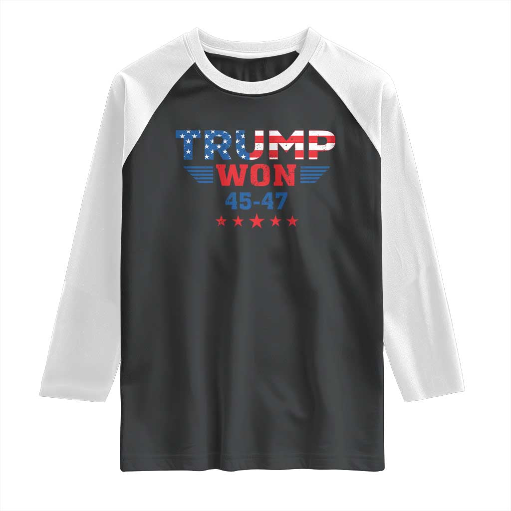 Trump Won 2024 Raglan Shirt 45 47 President American Flag Patriotic TS09 Black White Print Your Wear