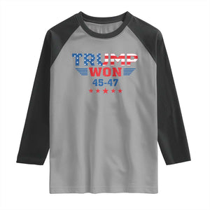 Trump Won 2024 Raglan Shirt 45 47 President American Flag Patriotic TS09 Sport Gray Black Print Your Wear