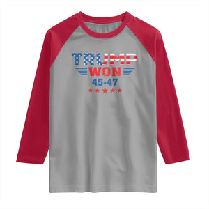 Trump Won 2024 Raglan Shirt 45 47 President American Flag Patriotic TS09 Sport Gray Red Print Your Wear