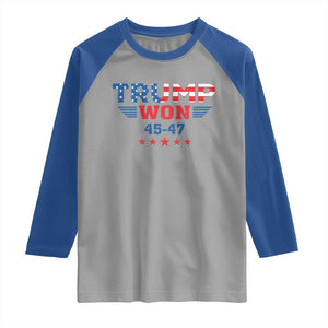 Trump Won 2024 Raglan Shirt 45 47 President American Flag Patriotic TS09 Sport Gray Royal Print Your Wear