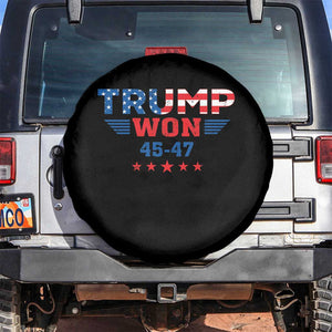 Trump Won 2024 Spare Tire Cover 45 47 President American Flag Patriotic TS09 No hole Black Print Your Wear