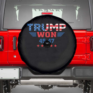 Trump Won 2024 Spare Tire Cover 45 47 President American Flag Patriotic TS09 Black Print Your Wear