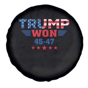 Trump Won 2024 Spare Tire Cover 45 47 President American Flag Patriotic TS09 Print Your Wear