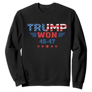 Trump Won 2024 Sweatshirt 45 47 President American Flag Patriotic TS09 Black Print Your Wear