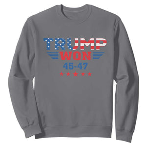 Trump Won 2024 Sweatshirt 45 47 President American Flag Patriotic TS09 Charcoal Print Your Wear