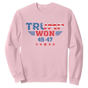 Trump Won 2024 Sweatshirt 45 47 President American Flag Patriotic TS09 Light Pink Print Your Wear