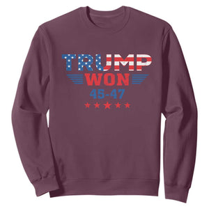 Trump Won 2024 Sweatshirt 45 47 President American Flag Patriotic TS09 Maroon Print Your Wear