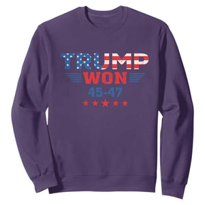 Trump Won 2024 Sweatshirt 45 47 President American Flag Patriotic TS09 Purple Print Your Wear