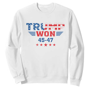 Trump Won 2024 Sweatshirt 45 47 President American Flag Patriotic TS09 White Print Your Wear