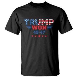 Trump Won 2024 T Shirt 45 47 President American Flag Patriotic TS09 Black Print Your Wear