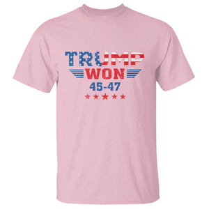 Trump Won 2024 T Shirt 45 47 President American Flag Patriotic TS09 Light Pink Print Your Wear